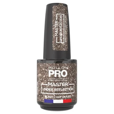 UV Nagellack mit goldenen Glitzer von Mollon Pro, Kollektion Master Under Reflection