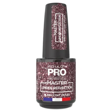 Bordorotes UV Nagellack mit Glitzer von Mollon Pro, Kollektion Master Under Reflection