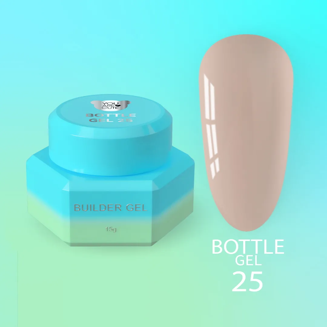 Bage-brauner UV Bottle Gel in einer Dose auf blauem Hintergrund