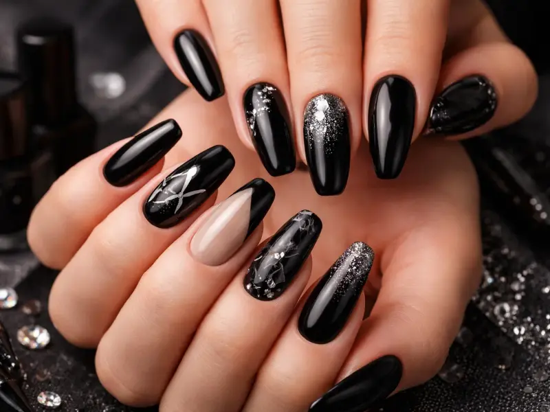 Schwarze-Nageldesigns Foto