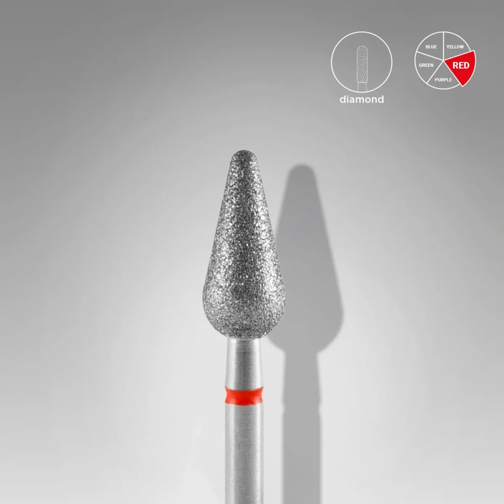STALEKS Diamantfräser Runde Birne 5 × 12 mm Rot oder Blau für Maniküre und Pediküre