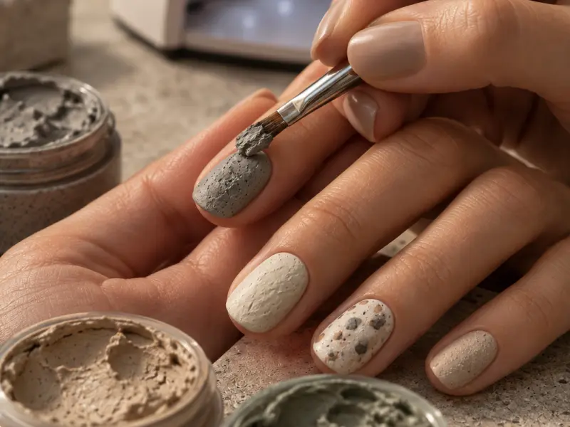 Clay Gel mit Nail-Art-Pinsel auftragen – Beton-Textur