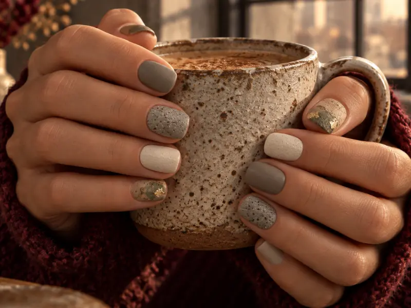 Textur-Nails in Erdtönen – Herbsttrend Berlin