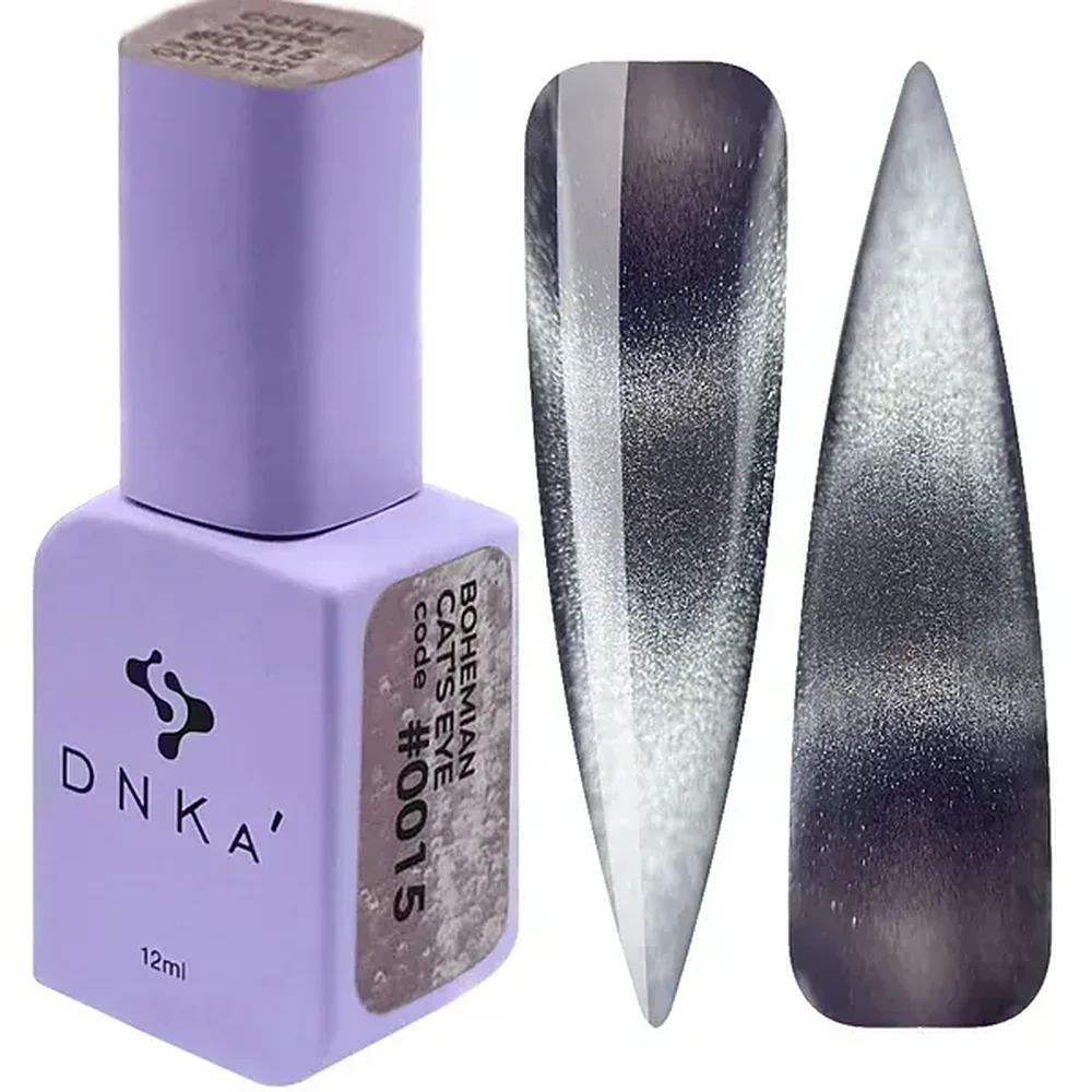 DNKa' Cat's Eye #0015 Bohemian Graphit-Violett – Flasche 12 ml und Farbmuster