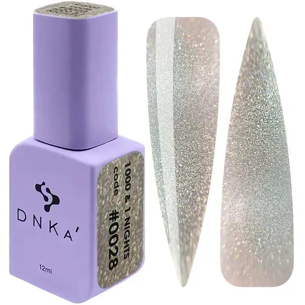 DNKa' Cat's Eye #0028 1000 & 1 Nights Silber-Champagner – Flasche 12 ml und Farbmuster